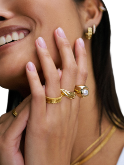 Orelia Statement Molten Pearl Ring, Gold - view 2, Gold