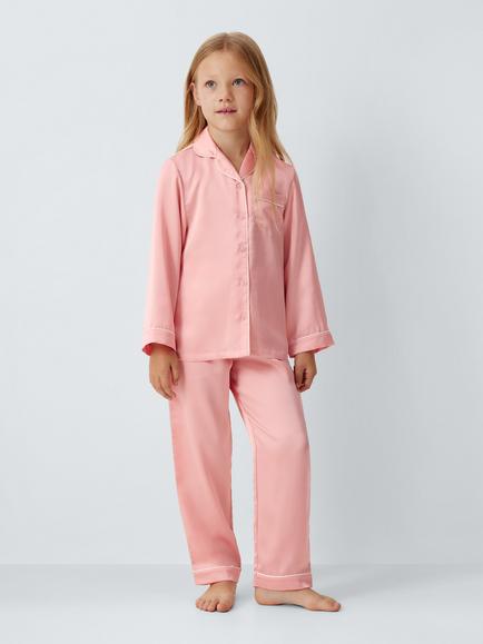John Lewis Kids' Satin Pyjamas, Pink, Pink
