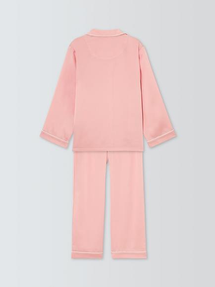 John Lewis Kids' Satin Pyjamas, Pink - view 2, Pink
