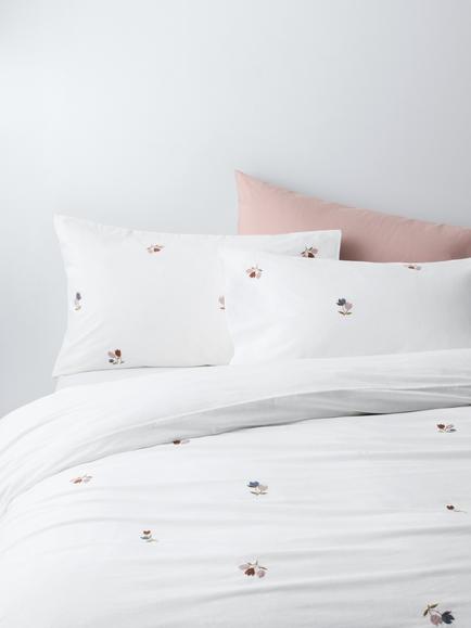 John Lewis Bibury Embroidered Cotton Duvet Cover Set, Multi