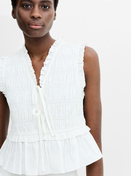 French Connection Rhodes Sleeveless Cotton Top, Summer White - view 2, Summer White