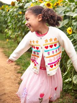 Frugi Kids' Calla Long Sleeve Embroidered Cardigan, Natural - view 2, Natural