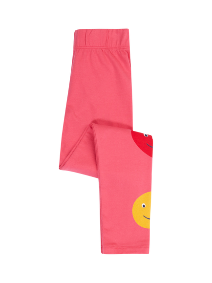 Frugi Kids' Leona Motif Leggings, Rhubarb, Rhubarb