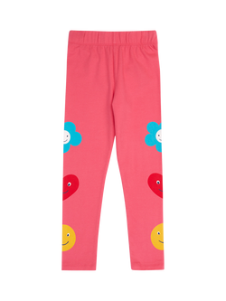 Frugi Kids' Leona Motif Leggings, Rhubarb - view 2, Rhubarb
