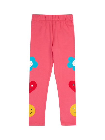 Frugi Kids' Leona Motif Leggings, Rhubarb - view 2, Rhubarb