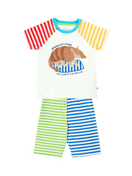 Frugi Kids' Slumber Short Sleeve Pyjama Set, Multi, Multi
