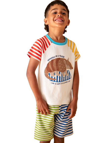 Frugi Kids' Slumber Short Sleeve Pyjama Set, Multi - view 2, Multi