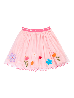 Frugi Kids' Scarlet Embroidered Tulle Mini Skirt, Blossom, Blossom