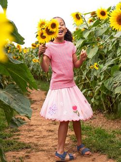 Frugi Kids' Scarlet Embroidered Tulle Mini Skirt, Blossom - view 2, Blossom