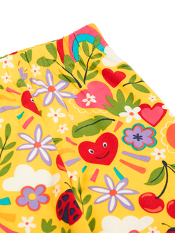 Frugi Kids' Wide Leg Printed Trousers, Bumblebee - view 2, Bumblebee