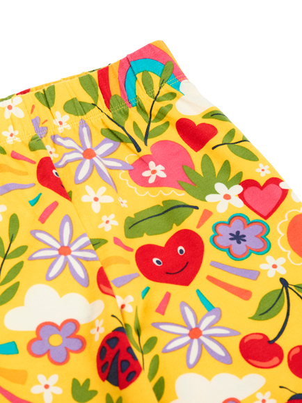Frugi Kids' Wide Leg Printed Trousers, Bumblebee - view 2, Bumblebee
