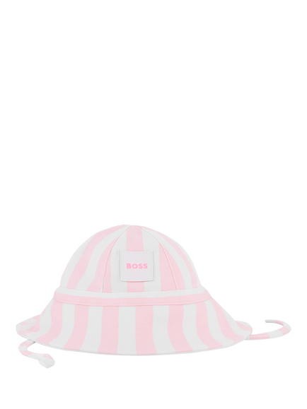 HUGO BOSS Baby Cotton Stripe Sun Hat, White, White