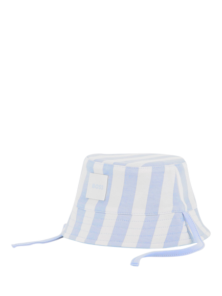 HUGO BOSS Kids' Cotton Reversible Bucket Hat - view 2, Pale Blue/White