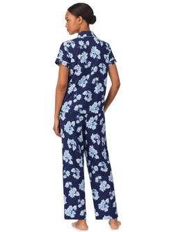 Lauren Ralph Lauren Floral Button Down Long Pyjama Set, Navy - view 2, Navy