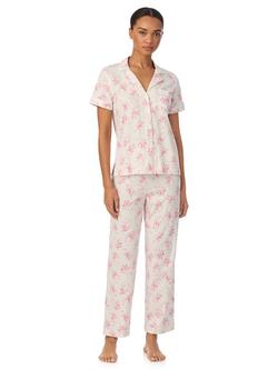 Lauren Ralph Lauren Floral Button Down Ankle Length Pyjama Set, Ivory, Ivory