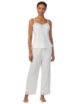 Lauren Ralph Lauren Satin Lace Camisole Long Pyjama Set, Ivory