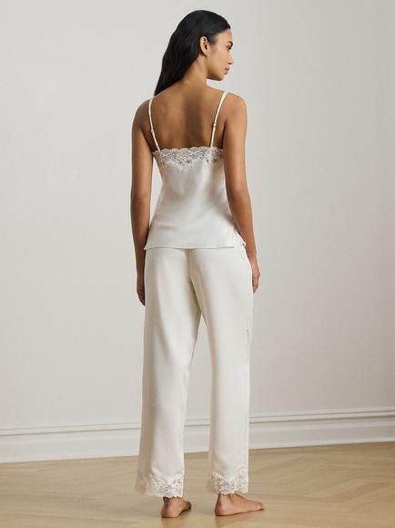 Lauren Ralph Lauren Satin Lace Camisole Long Pyjama Set - view 2, Ivory