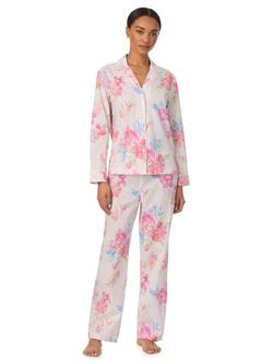 Lauren Ralph Lauren Floral Button Down Long Pyjama Set, Pink, Pink