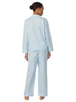 Lauren Ralph Lauren Embroidered Dog Button Down Long Pyjama Set, Light Blue - view 2, Light Blue