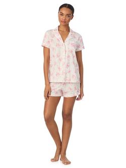 Lauren Ralph Lauren Floral Button Down Short Pyjama Set, Ivory, Ivory