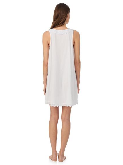 Lauren Ralph Lauren Eyelet Flutter Neck Nightdress, White - view 2, White