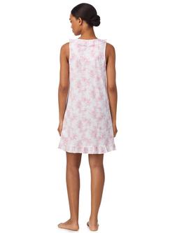 Lauren Ralph Lauren Floral Flutter Neck Nightdress, Pink - view 2, Pink