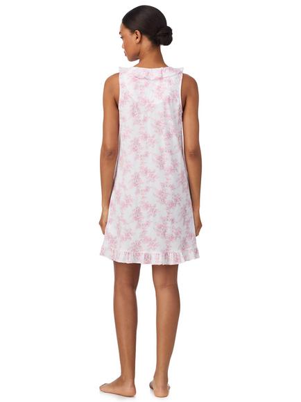 Lauren Ralph Lauren Floral Flutter Neck Nightdress, Pink - view 2, Pink