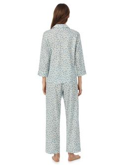 Lauren Ralph Lauren Floral Button Down Ankle Length Pyjama Set, Ivory/Blue - view 2, Ivory/Blue