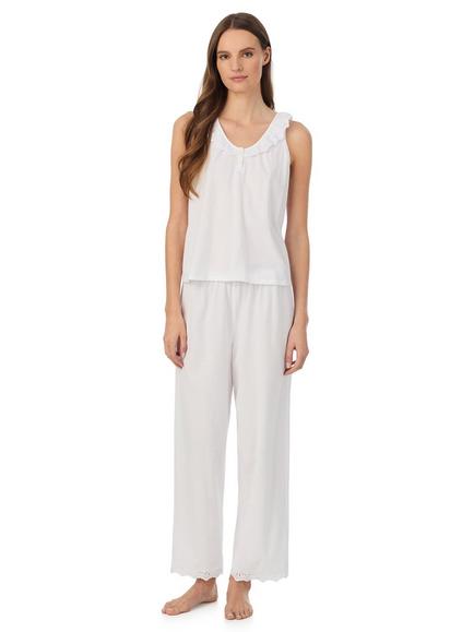 Lauren Ralph Lauren Eyelet Flutter Long Pyjama Set, White, White