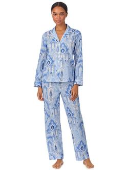 Lauren Ralph Lauren Paisley Button Down Long Pyjama Set, Blue, Blue