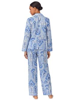 Lauren Ralph Lauren Paisley Button Down Long Pyjama Set, Blue - view 2, Blue