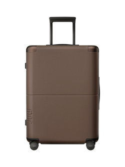 July CaseSafe Double Wheel Checked Suitcase, 80L, Dark Brown