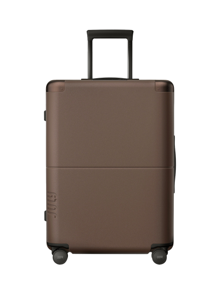 July CaseSafe Double Wheel Checked Suitcase, 80L, Dark Brown