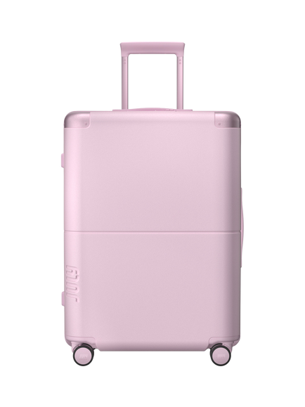July CaseSafe Double Wheel Checked Suitcase, 80L, Blush Pink