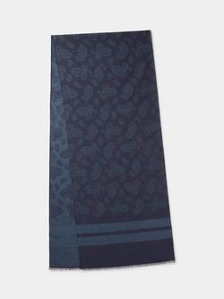 Aubin Pure Silk Paisley Scarf, Navy Paisley - view 2, Navy Paisley