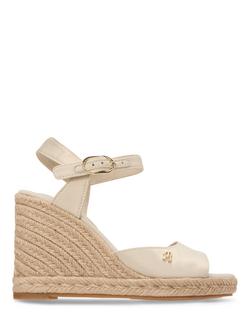 Tommy Hilfiger Satin TH Monogram Wedge Espadrilles, Classic Beige, Classic Beige