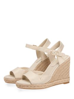 Tommy Hilfiger Satin TH Monogram Wedge Espadrilles, Classic Beige - view 2, Classic Beige