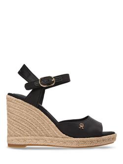 Tommy Hilfiger Satin TH Monogram Wedge Espadrilles, Black, Black