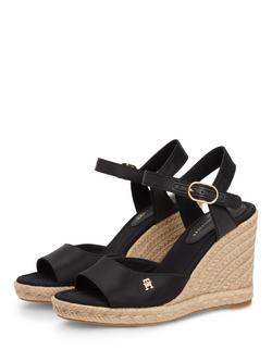 Tommy Hilfiger Satin TH Monogram Wedge Espadrilles, Black - view 2, Black