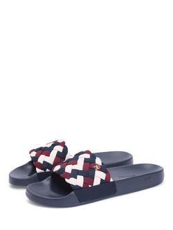 Tommy Hilfiger Braided Pool Slider Sandals - view 2, Blue/Multi
