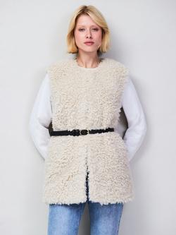 Ro&Zo Petite Faux Fur Longline Gilet, White - view 2, White