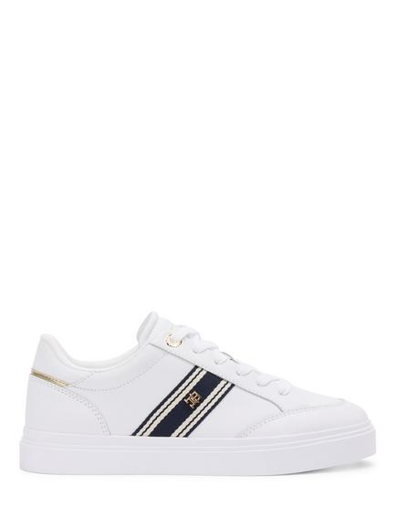Tommy Hilfiger Leather Webbing Strap Cupsole Trainers, White, White