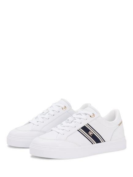 Tommy Hilfiger Leather Webbing Strap Cupsole Trainers, White - view 2, White