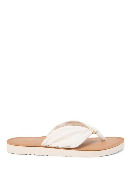 Tommy Hilfiger TH Monogram Plaque Hemp Flip Flops, Soft Cream, Soft Cream