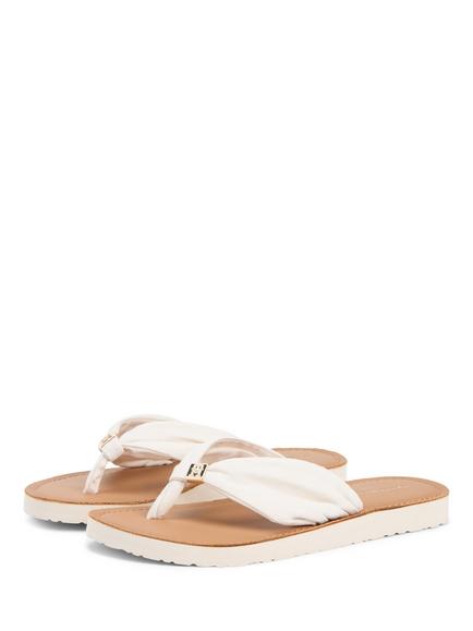 Tommy Hilfiger TH Monogram Plaque Hemp Flip Flops, Soft Cream - view 2, Soft Cream