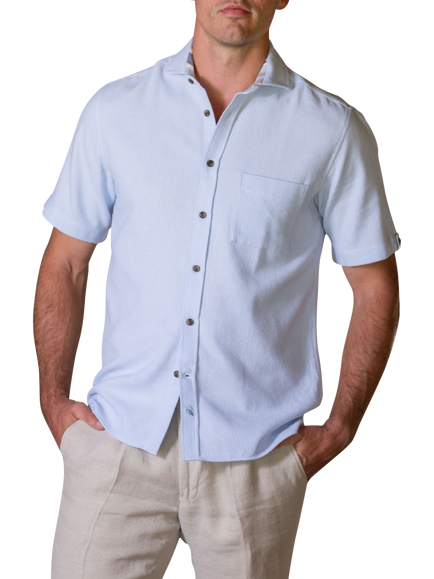 KOY Sack Weave Cotton Shirt, Blue Light