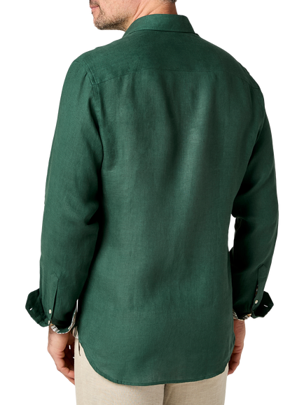KOY Linen Shirt - view 2, Forest Green