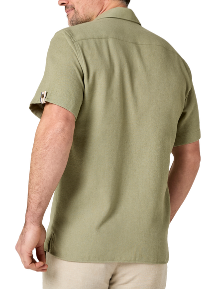 KOY Sack Weave Cotton Shirt - view 2, Green Olive