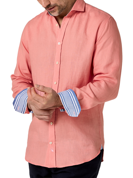 KOY Linen Shirt, Salmon Pink