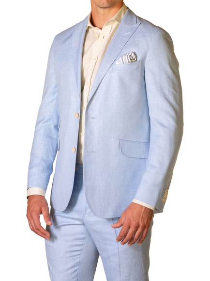 KOY Linen & Wool Blend Blazer, Light Blue, Light Blue